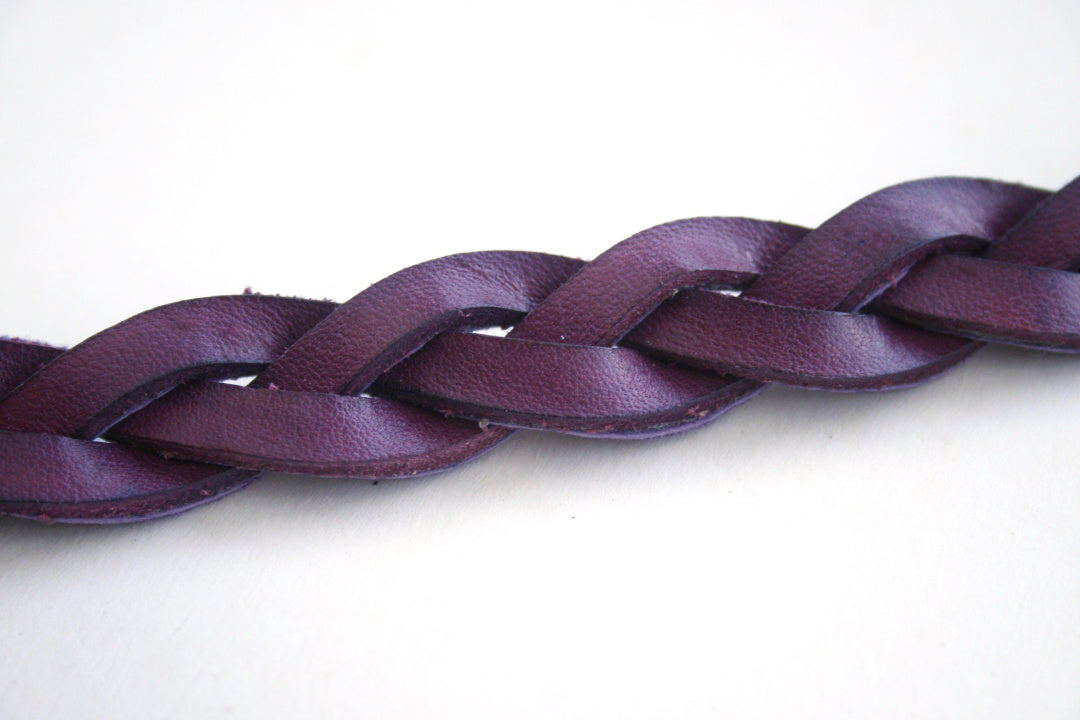 Purple Handmade Leather Bracelet Mystery Braid Impossible Magic Plait Goth Gothic