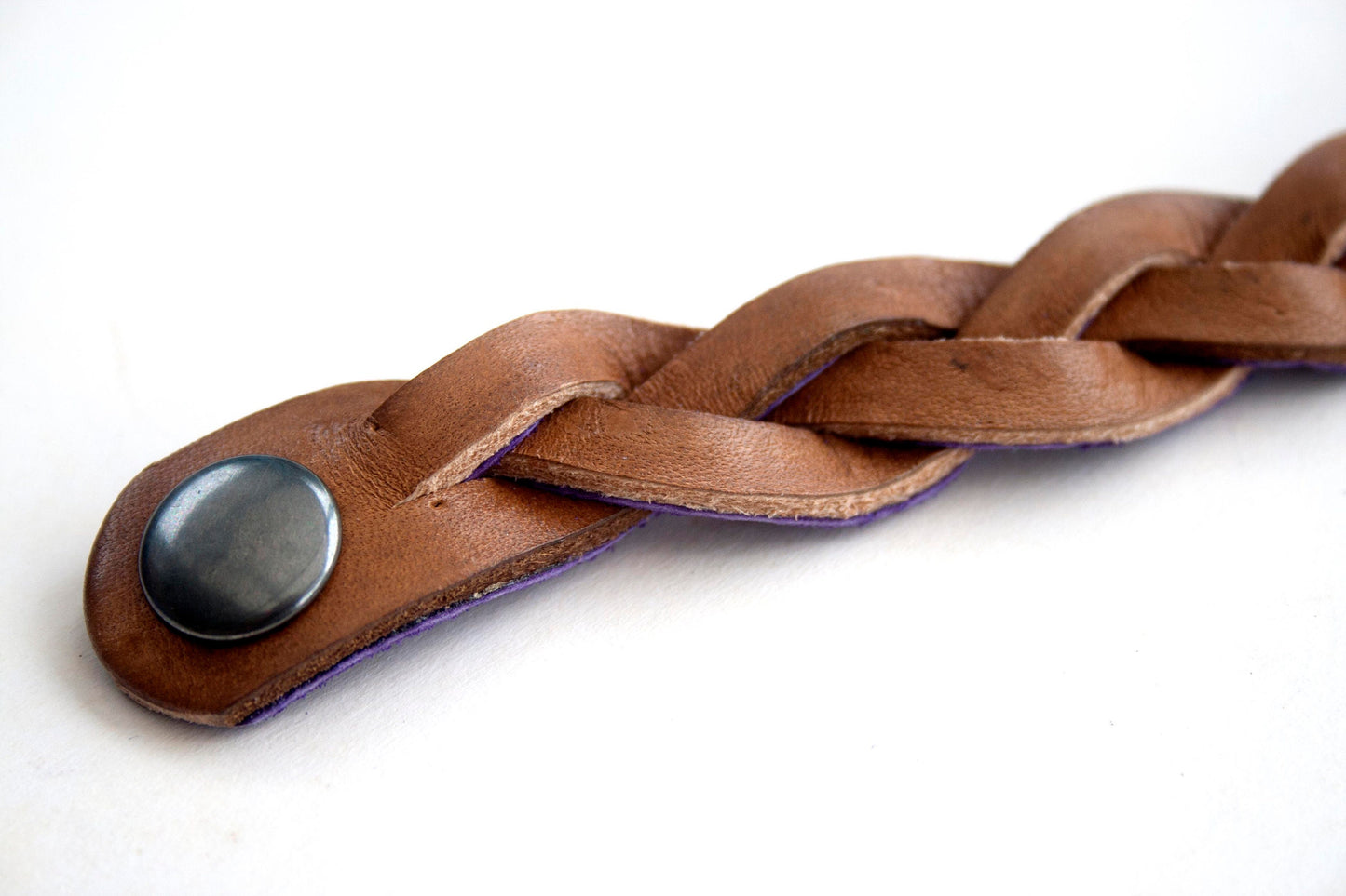 Brown Handmade Leather Bracelet Mystery Braid Impossible Magic Plait