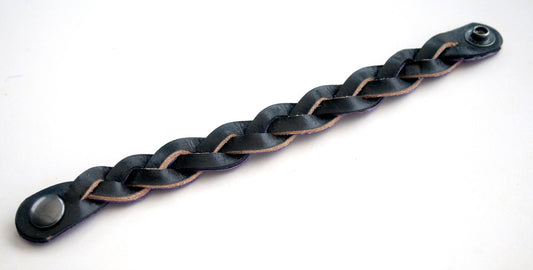Black Handmade Leather Bracelet Mystery Braid Impossible Magic Plait Goth Gothic