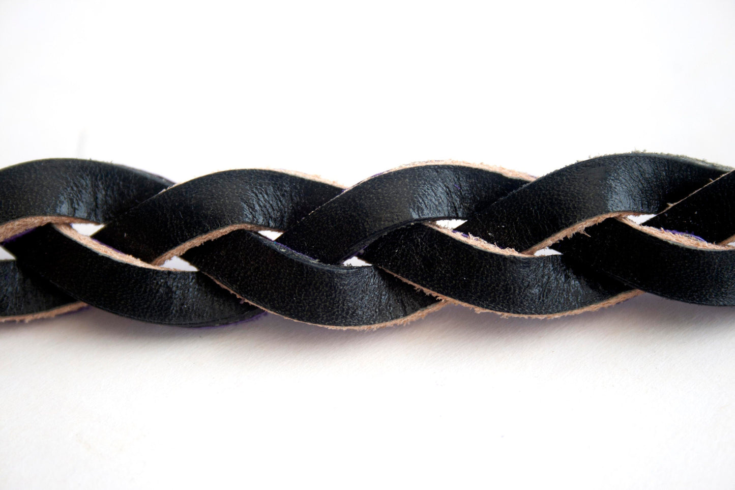 Black Handmade Leather Bracelet Mystery Braid Impossible Magic Plait Goth Gothic