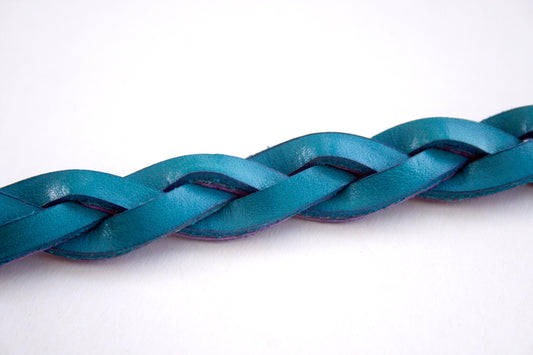 Blue Handmade Leather Bracelet Mystery Braid Impossible Magic Plait Goth Gothic