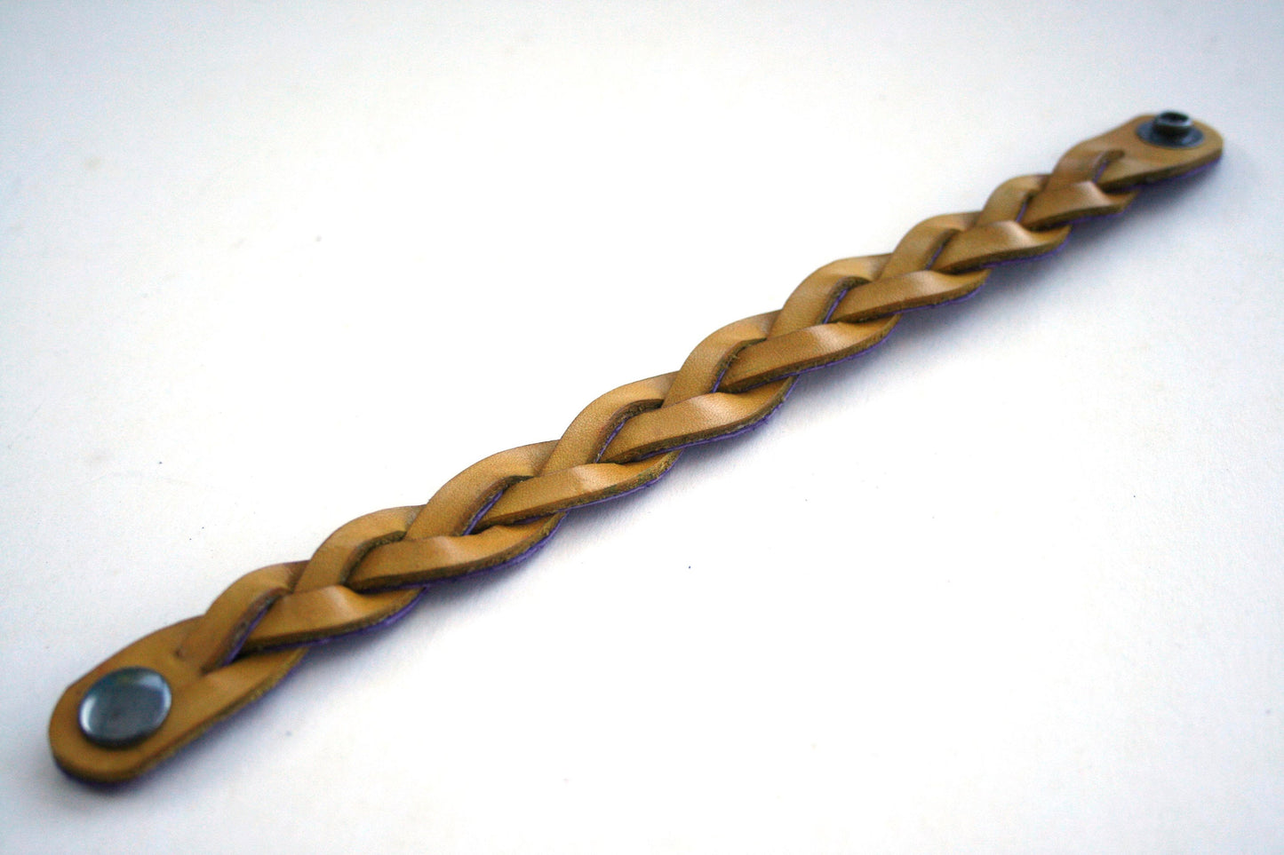 Yellow Handmade Leather Bracelet Mystery Braid Impossible Magic Plait Goth Gothic