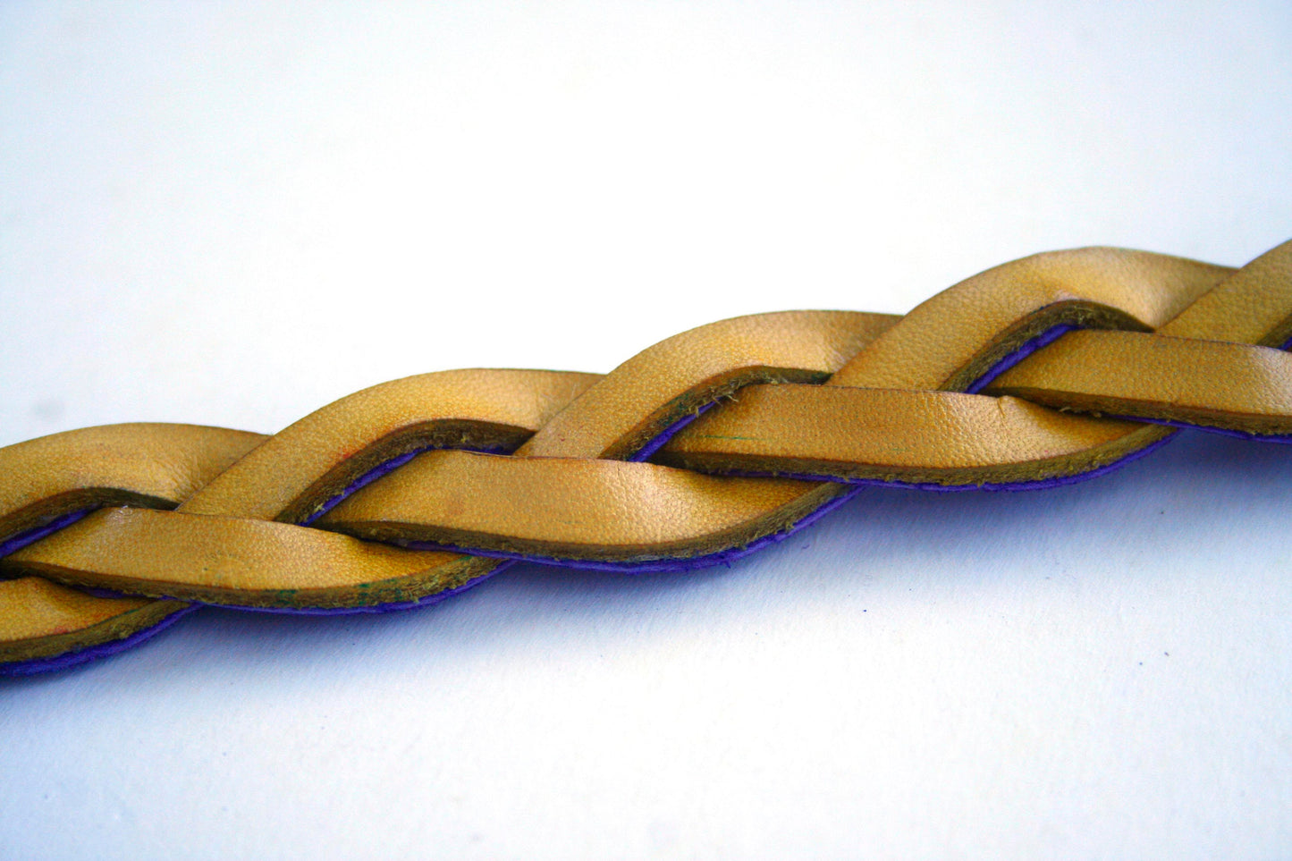 Yellow Handmade Leather Bracelet Mystery Braid Impossible Magic Plait Goth Gothic