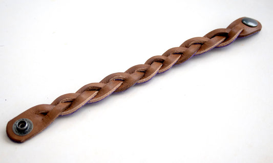 Brown Handmade Leather Bracelet Mystery Braid Impossible Magic Plait