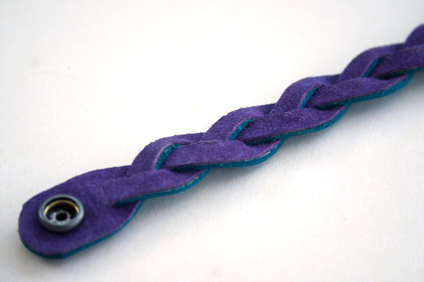 Green Handmade Leather Bracelet Mystery Braid Impossible Magic Plait Goth Gothic