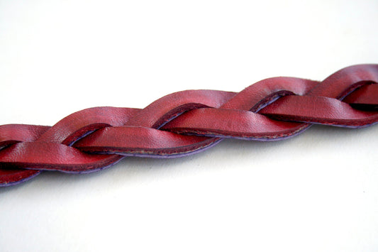 Red Handmade Leather Bracelet Mystery Braid Impossible Magic Plait Goth Gothic