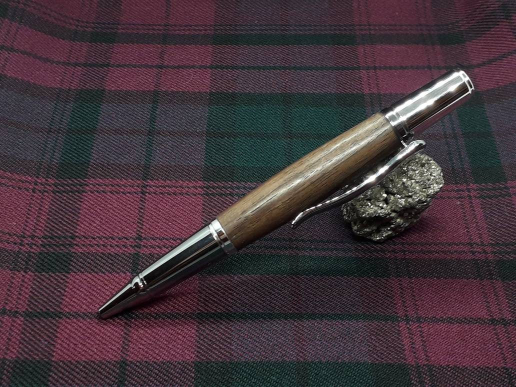 Calamus Black Walnut Silver Gunmetal Twist Ballpoint Pen | Sierra (Cierra) Style | Handcrafted Wooden Pen