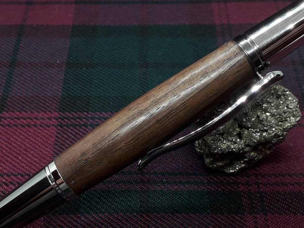 Calamus Black Walnut Silver Gunmetal Twist Ballpoint Pen | Sierra (Cierra) Style | Handcrafted Wooden Pen