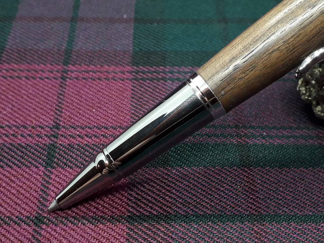 Calamus Black Walnut Silver Gunmetal Twist Ballpoint Pen | Sierra (Cierra) Style | Handcrafted Wooden Pen