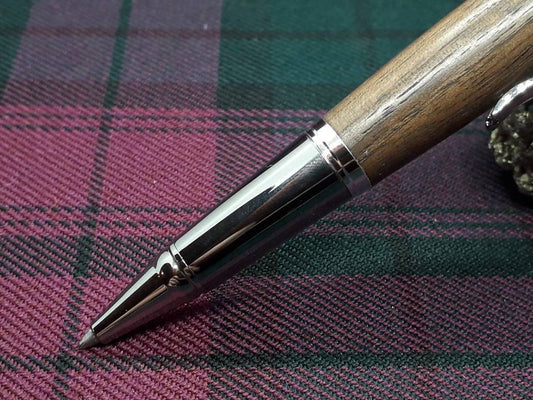 Calamus Black Walnut Silver Gunmetal Twist Ballpoint Pen | Sierra (Cierra) Style | Handcrafted Wooden Pen