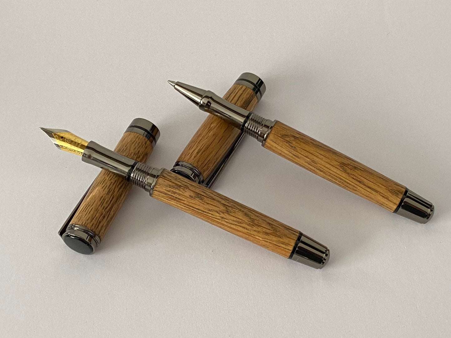 Irish Whiskey Barrel Fountain Pen - Style 2 | Handcrafted Wooden Oak Pen