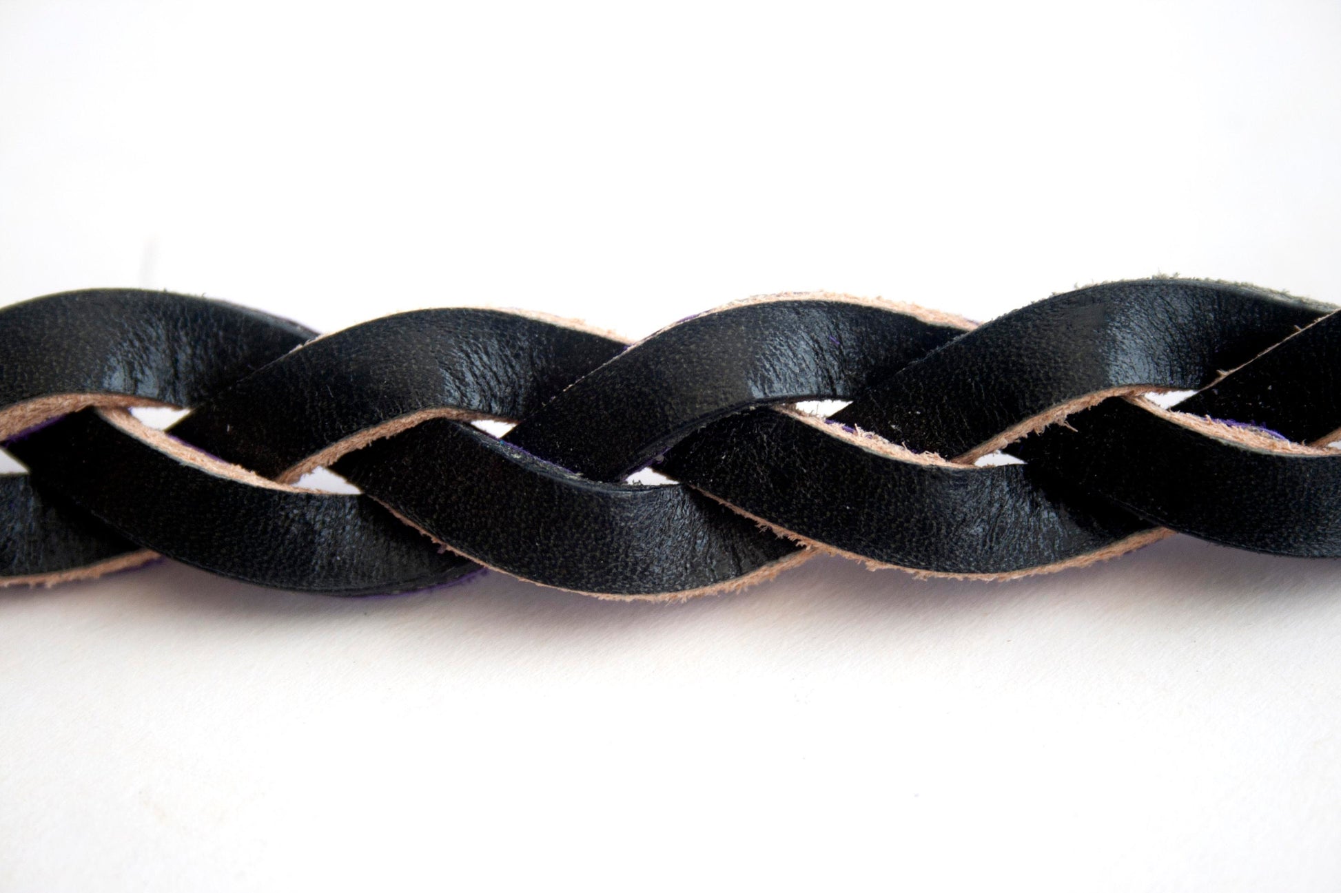 Black Handmade Leather Bracelet Mystery Braid Impossible Magic Plait Goth Gothic