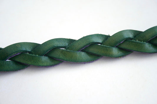 Green Handmade Leather Bracelet Mystery Braid Impossible Magic Plait Goth Gothic