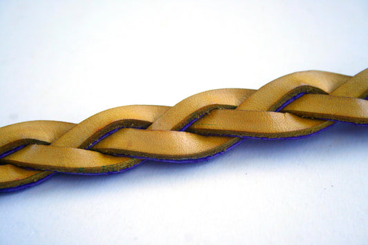 Yellow Handmade Leather Bracelet Mystery Braid Impossible Magic Plait Goth Gothic