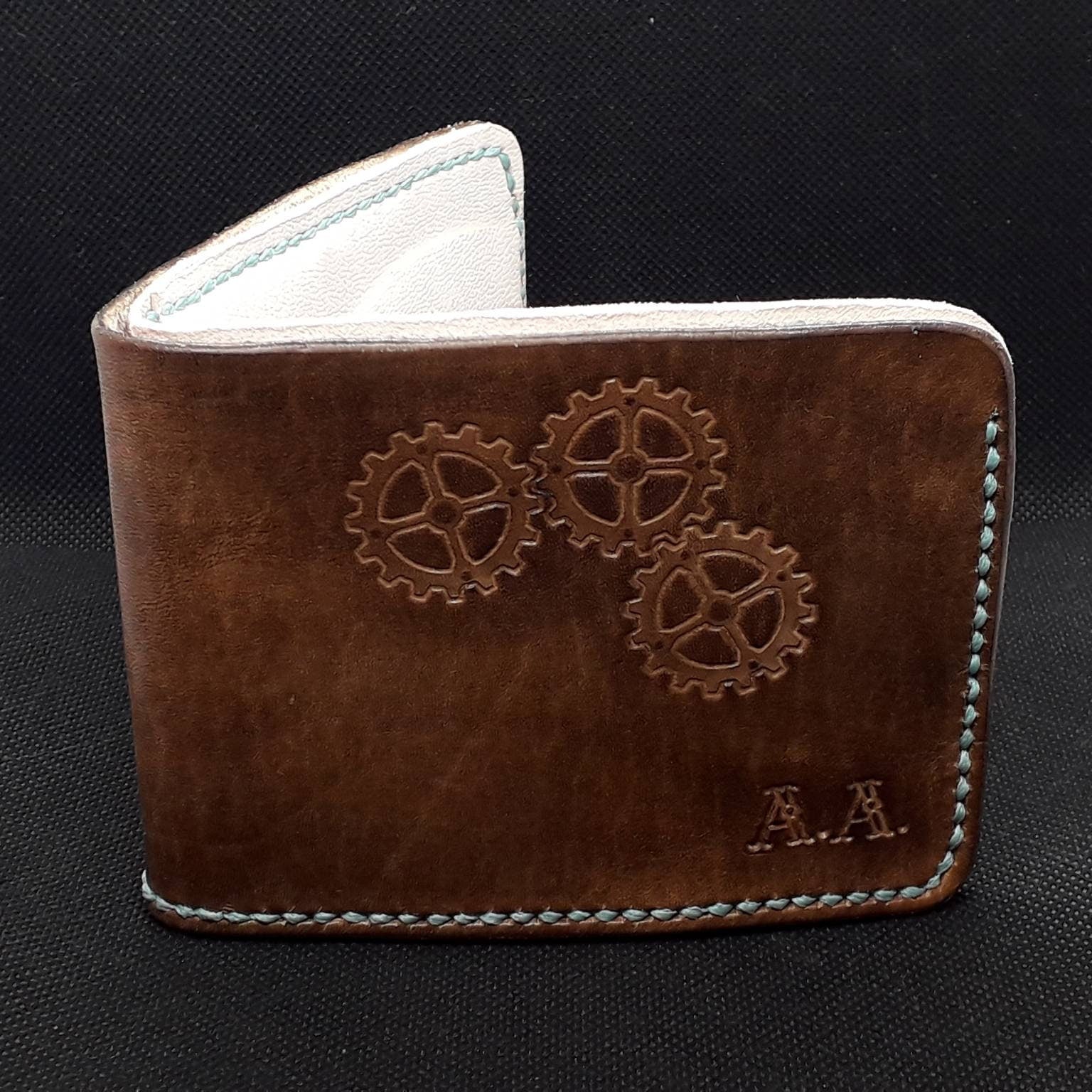 Real Leather Wallet | Handmade | Steampunk | Cogs | Gear