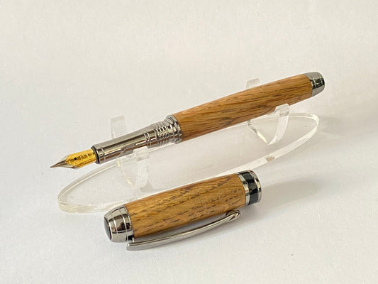 Irish Whiskey Barrel Fountain Pen - Style 1 | Handcrafted Wooden Oak Pen