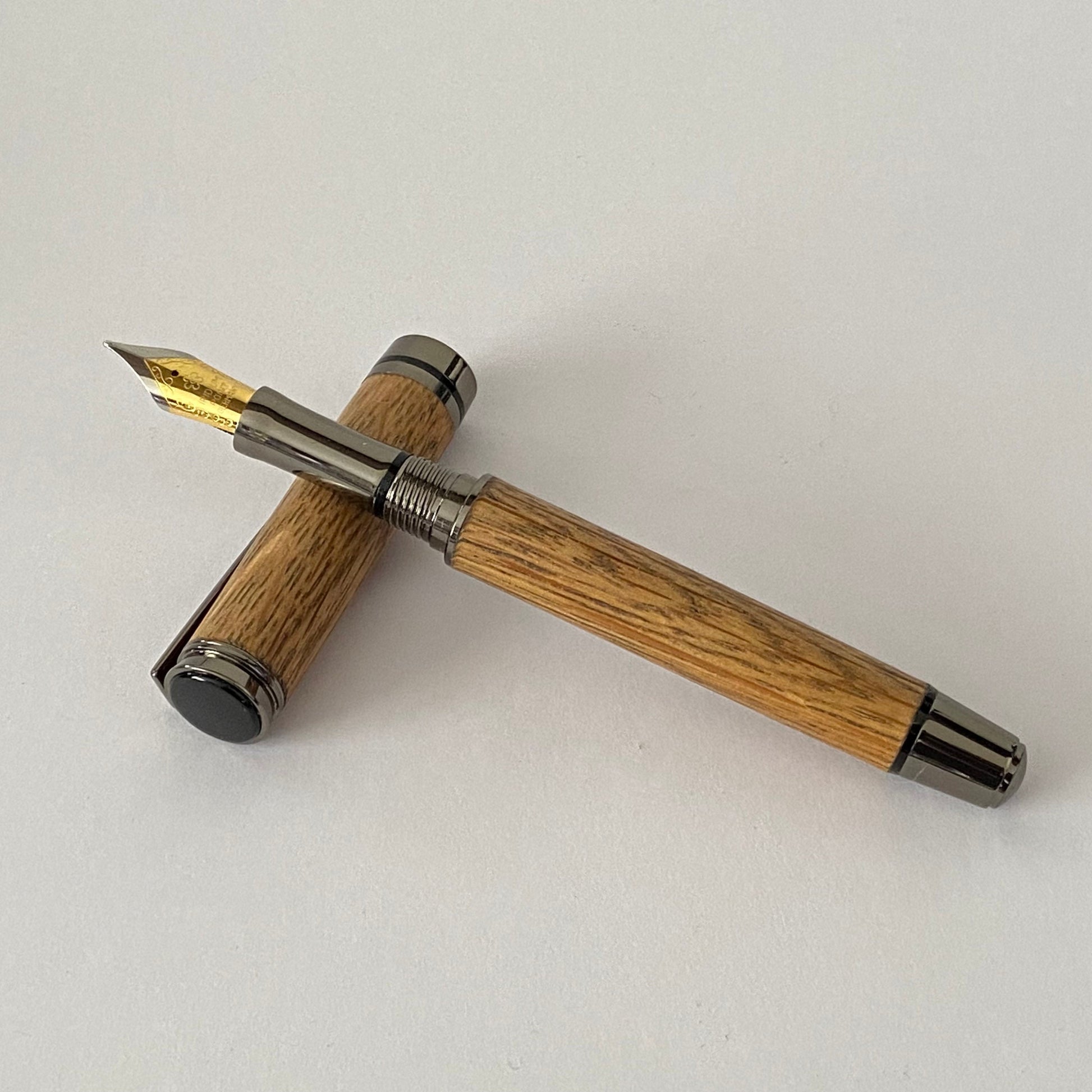 Irish Whiskey Barrel Fountain Pen - Style 2 | Handcrafted Wooden Oak Pen